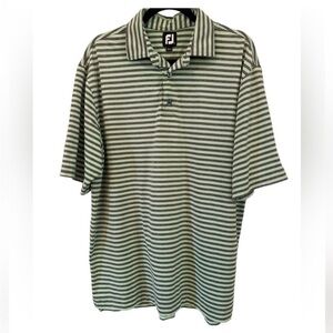 FootJoy lime green and brown striped men's short sleeve polo size L